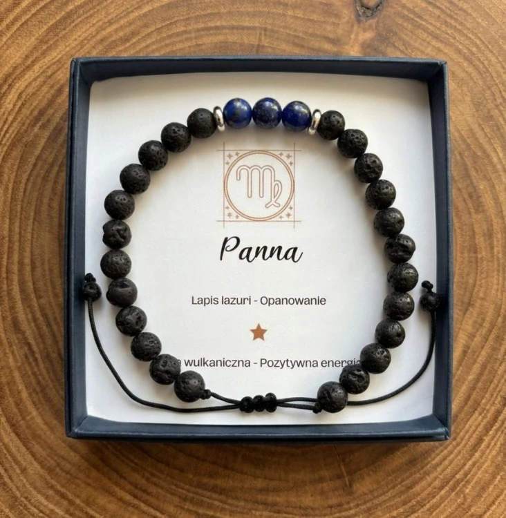 Męska Bransoletka Zodiakalna Panna - Naturalny Kamień Lapis Lazuli – Talizman Opanowania