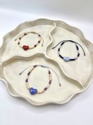 Bransoletka z Ceramicznym Sercem – Ametyst, Agat, Lapis Lazuli, Kamień Rzeczny, Kryształ Górski i Hematyt