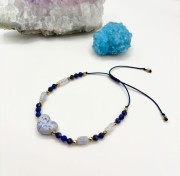Bransoletka z Ceramicznym Sercem – Lapis Lazuli, Agat, Kamień Rzeczny, Kryształ Górski i Hematyt